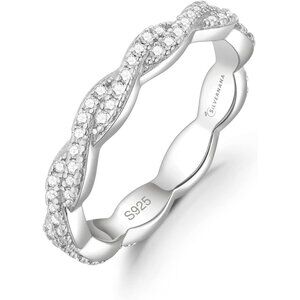 Women Stackable Eternity 925 Sterling Silver Wedding Ring